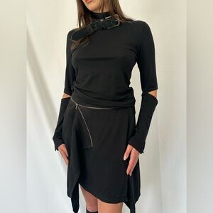 ROBERT RODRIGUEZ SILK ZIPPER ASYMMETRICAL MINI SKIRT